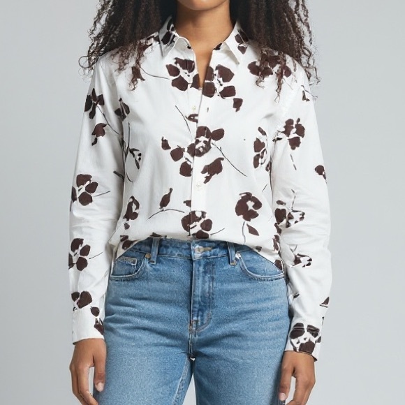 EXPRESS FLOWER PRINT BUTTON DOWN Cotton SHIRT TOP SIZE SMALL SLIM WOMENS - Picture 3 of 13